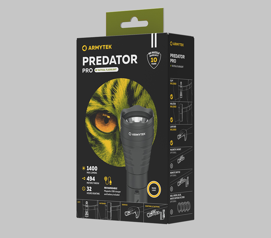 ARMYTEK PREDATOR PRO 地震対策　アウトドア　キャンプ Armytek Predator Pro Magnet USB Warm - Tactical Flashlight