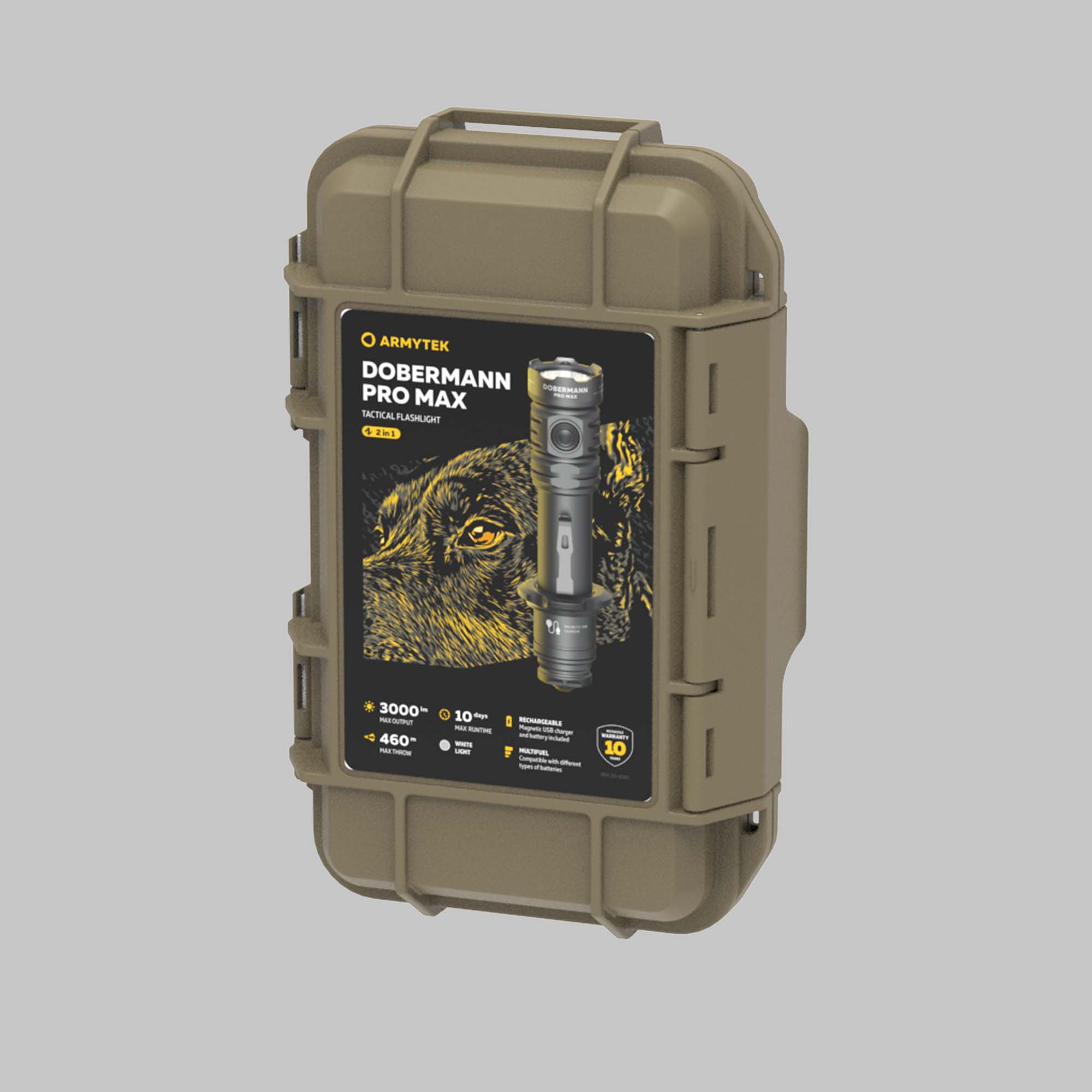 ARMYTEK DOBERMANN PRO タクティカルライト　キャンプ Tactical flashlight Armytek Dobermann Pro Magnet USB Sand Warm